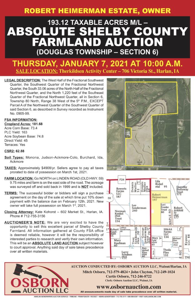 JAN 7 ABSOLUTE SHELBY COUNTY FARMLAND AUCTION